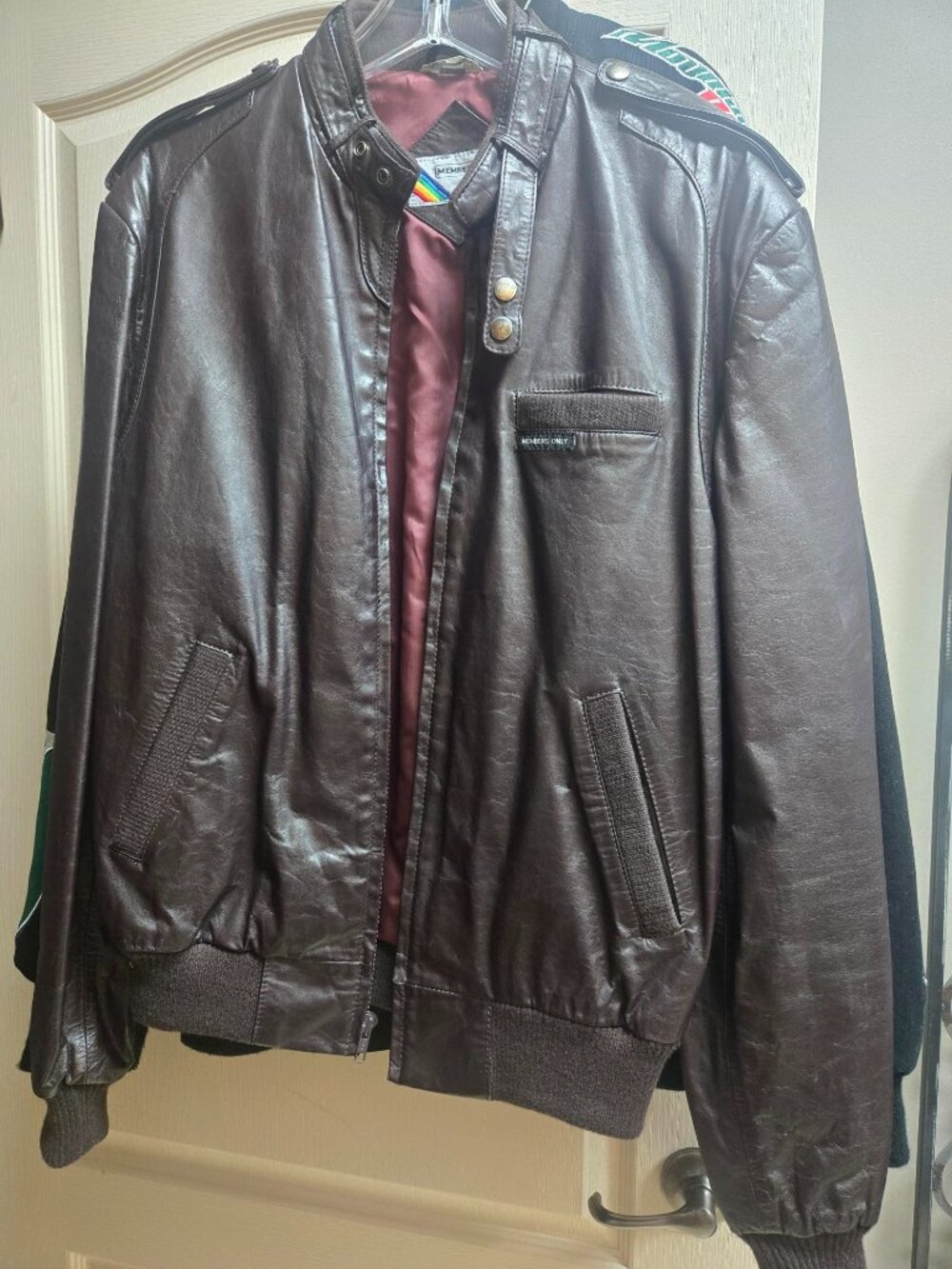Vintage Original Members Only Leather Bomber Jacket men's size 42 L